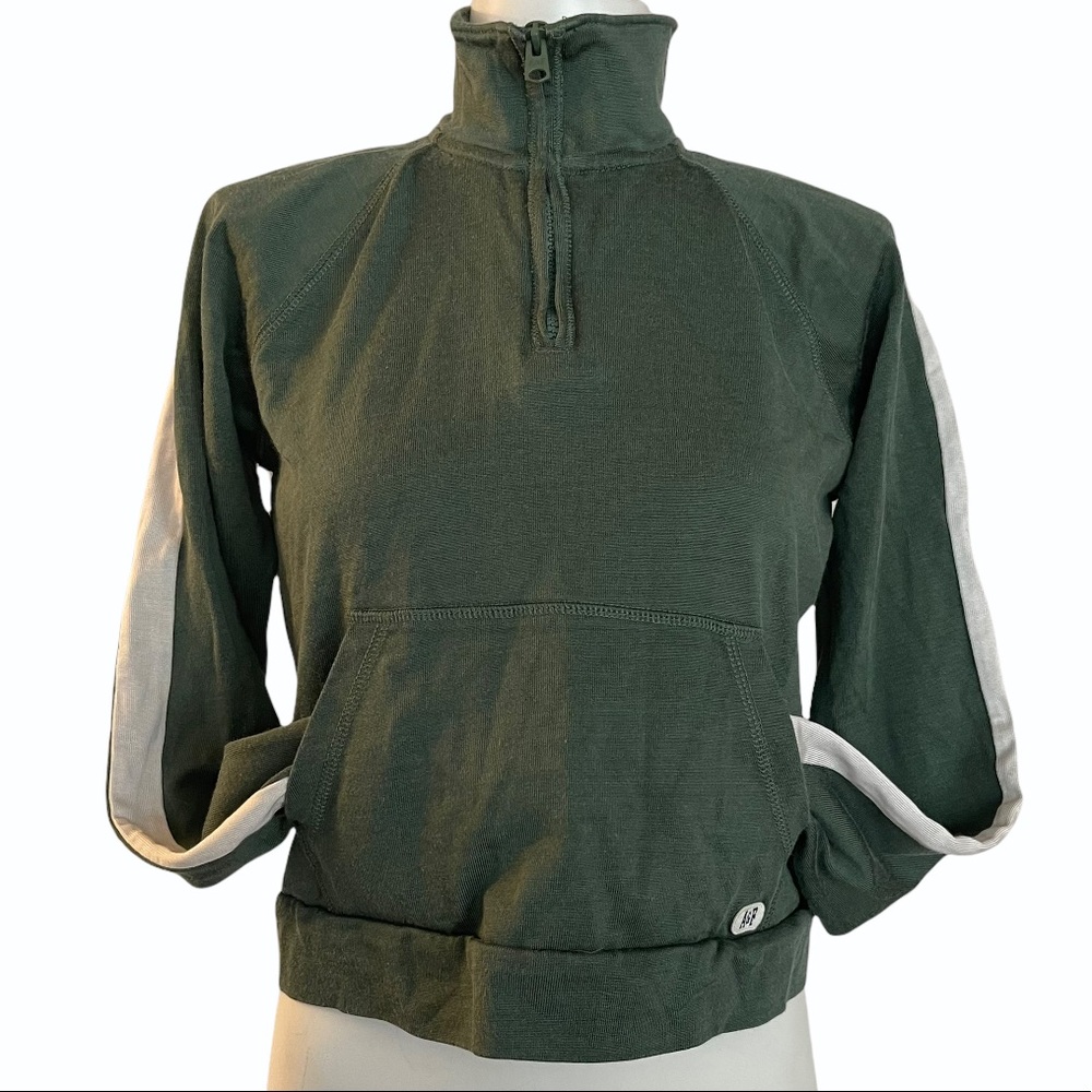 Abercrombie & Fitch Olive Green Half Zip Sweater